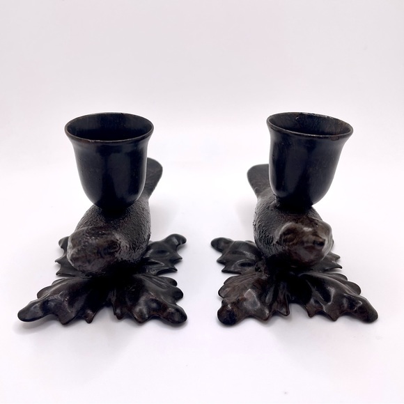 Metal Bronze Finish Bird Candleholders - Set of 2 - Picture 3 of 7